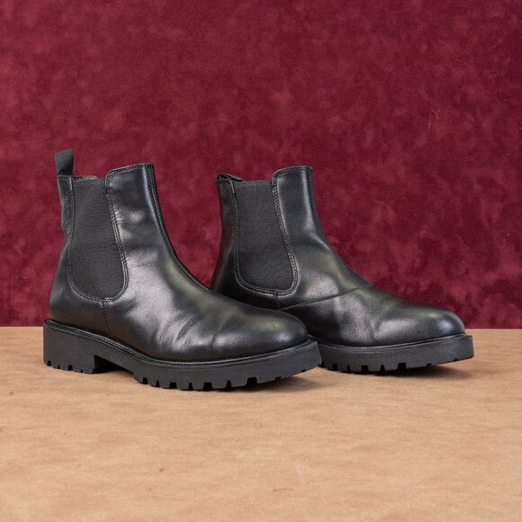 Vagabond Women Kenova Black Leather Lug Sole Chelsea Ankle Boots Sz 10 - Picture 1 of 8